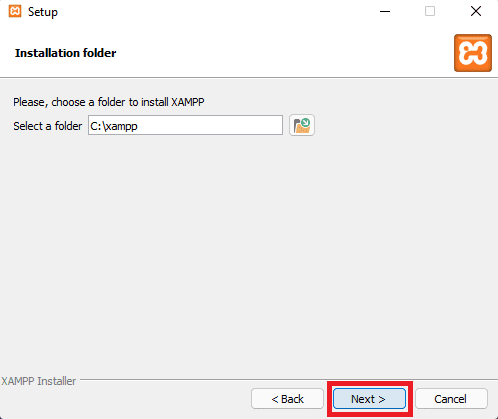 go to installer for Xampp installation