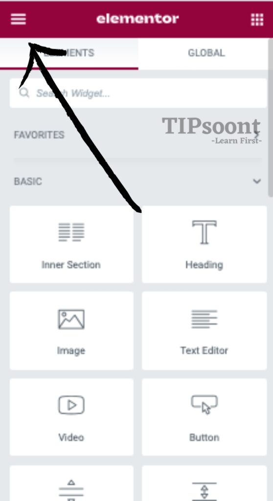 Selecting the Hamburger Option first