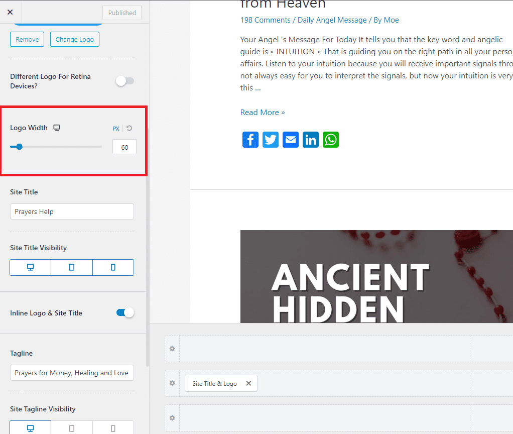 Logo size adjustment in WordPress theme called Astra