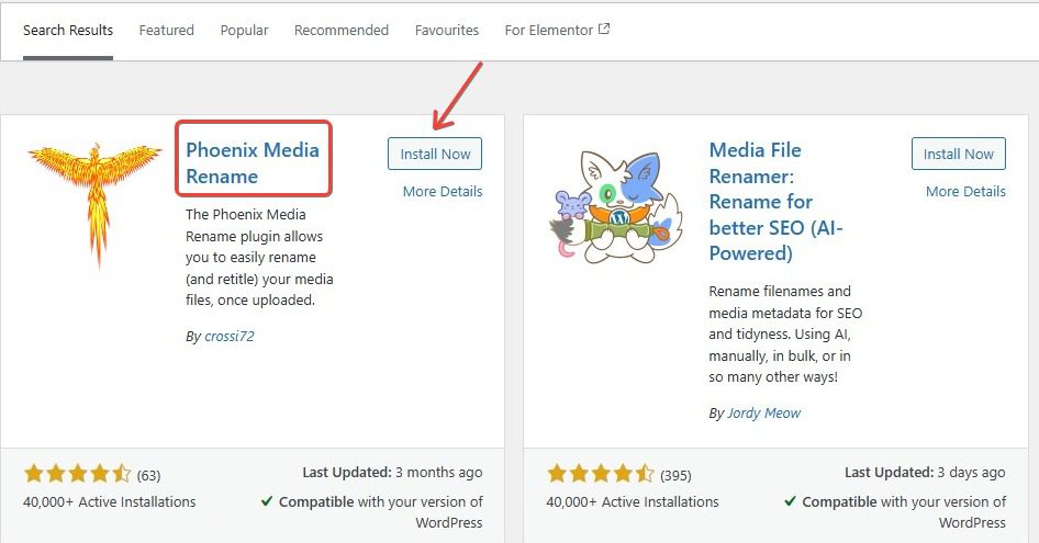 Rename images Using a Plugin called phoenix media rename