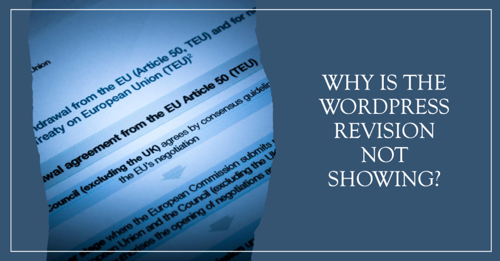 Why is the WordPress Revision Not Showing?