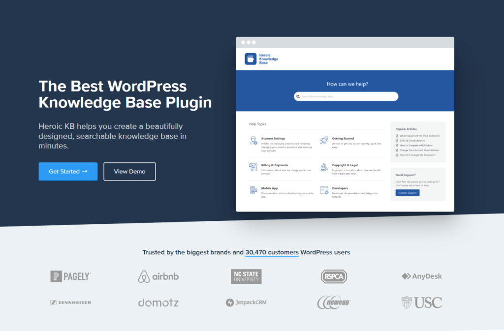 Heroic Knowledge Base wordpress